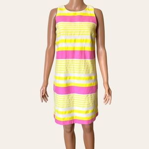 LOFT Neon Highlighter Striped Midi Dress Size 8